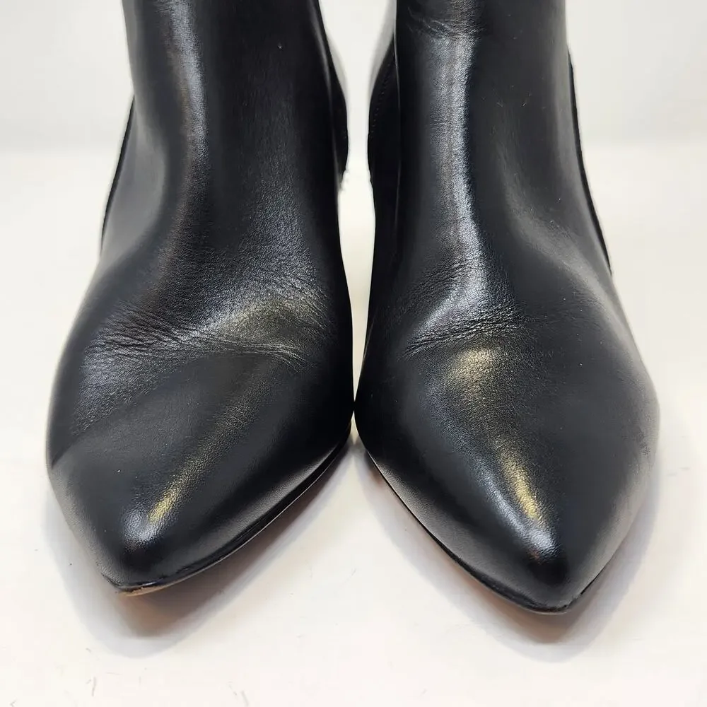 Cole Haan Ettie Buckle Black Leather Ankle Boots Women Size 8B Pointed Toe Zip